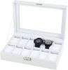 US 24/12Slot Watch Box Leather Display Case Top Glass Storage Watch Case Jewelry Display Storage Top Glass Storage